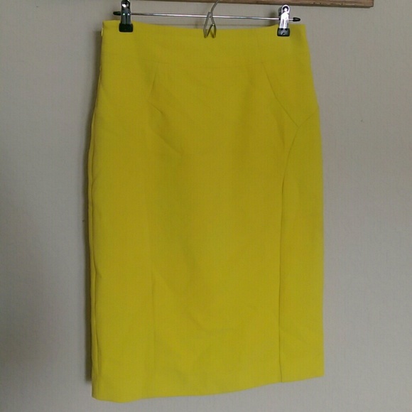 FRNCH Yellow Classic Pencil Skirt - Picture 3 of 4
